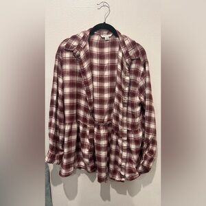 American Eagle Outfitters Maroon Plaid Hoodie